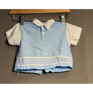 Vintage 1960s Pemay Creations Shirt‎ Light Blue White Floral Baby Toddler